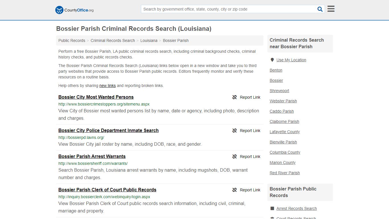 Criminal Records Search - Bossier Parish, LA (Arrests ...
